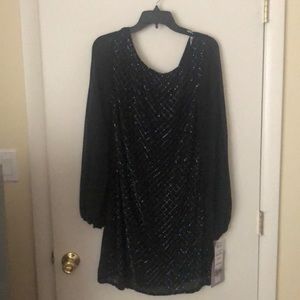 Black mini cocktail dress.